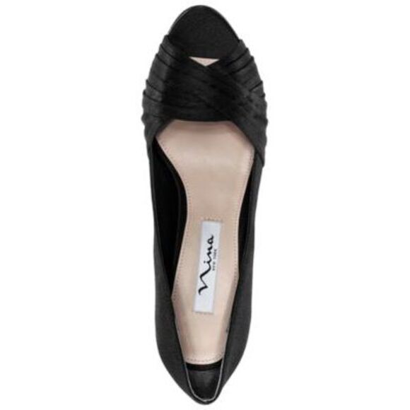 NINA Womens Black Criss-Cross Pleating Rhiyana Stiletto Pumps 9.5 W - Picture 2 of 4